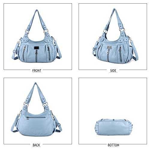 Image of Angel Kiss Large Purses and Handbags for Women Washed Faux Leather Crossbody Hobo Satchel Shoulder Handbag Tote Purse
