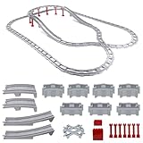 Chingcoo 67-teiliges City Eisenbahn Schienen Set mit Kreuzungs-, Gerade-, Kurven- und Rampenschienen für Jungen und Mädchen