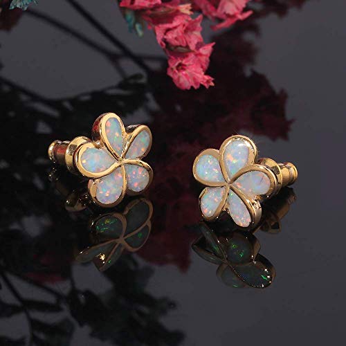 Cinily Hypoallergenic Flower Stud Earrings,Gold Opal Stud Earrings 14K Yellow Gold Plated Flower Jewelry Gift For Mom,Girls,Women #TOP3