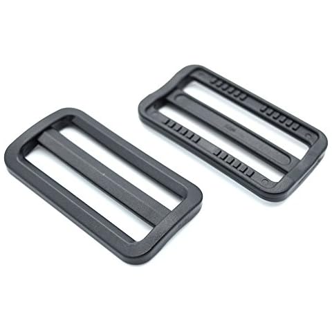 FeeJoo 2" Plastic Curve Tri-glide Triglides Slider Adjustable Buckle Black 10 Pack Cover