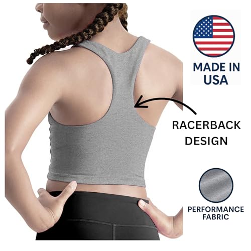 Image of Beat Street Girls Tank Tops - 2 Pack Double Lined Racerback Sleeveless Yoga Dance Crop Top - Made in USA