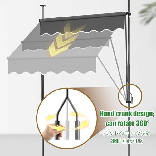 Toldo manual retráctil ajustable con protección UV para sombra en terraza, jardín y balcón 6