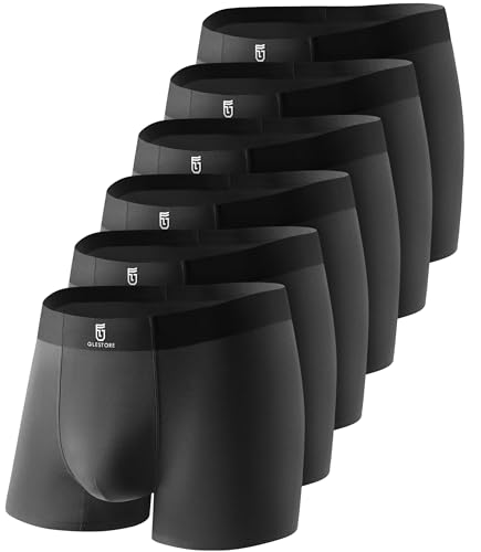 GLESTORE Unterhosen Männer Boxershorts Herren Microfaser Unterwäsche Herren Underwear 6Schwarz L