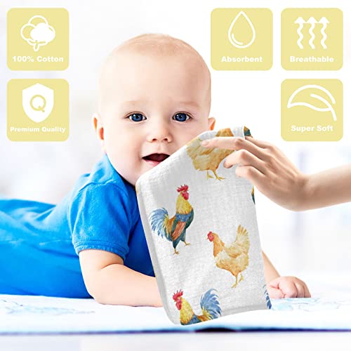 Image of Vvfelixl Cotton Baby Muslin Washcloths Soft Baby Face Towel for Newborn Infants, 11.8 X 11.8 Inch, 3 Pack White