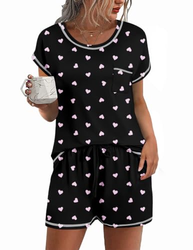 Ekouaer Womens Pajama Sets 2 Piece Pjs Short Sleeve Top and Shorts