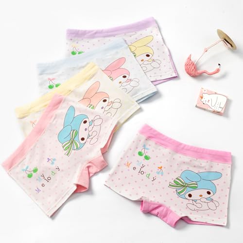 (5pack+5pair Little Girls Cartoon Boyshorts Underwear with Pink Cotton Crew Ankle Socks for Age 4-6 Years4