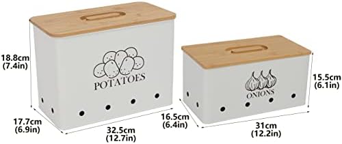 Potato Onion Kitchen Storage Canisters,Storage Bin For Kitchen 2 Pack Set,potatoe, Potato Storage Boxstorage And Long Shelf Life With Aerating Tin Storage Holes-white