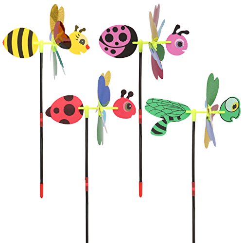 Fuwahahah 3D Sequins Animal Bee Windmill Wind Spinner Home Garden Yard Decoration Kids Toy