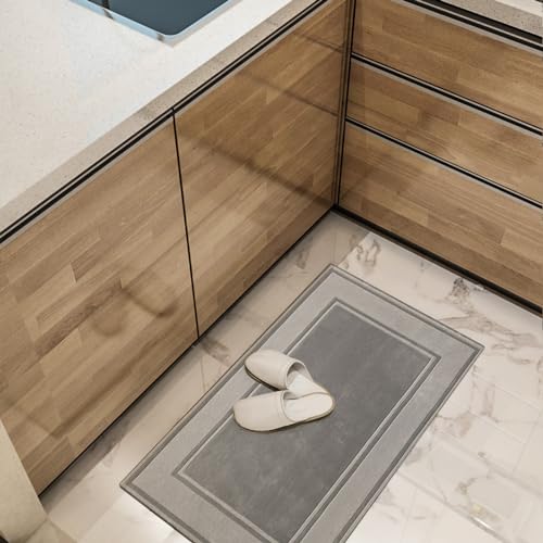 Alfombra de pasillo lavable y resistente al agua con base antideslizante gris 3