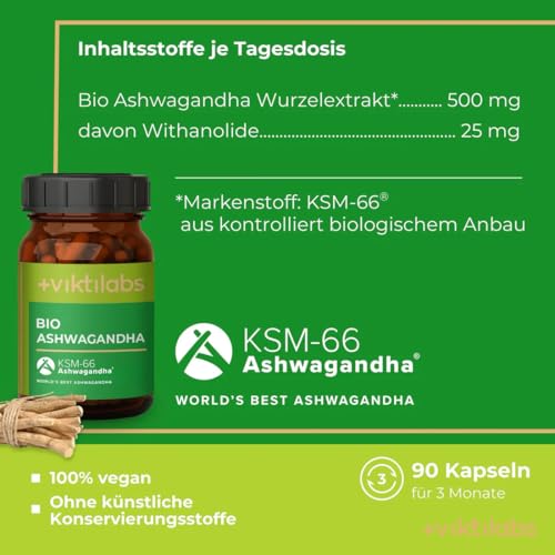 Bio Ashwagandha Kapseln - 500 mg Bio Ashwagandha-Extrakt - Premium Qualität – Ansicht 4