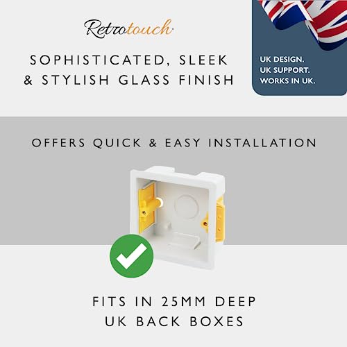 Retrotouch RMS12-W Crystal Single Light Switch, White Chrome Trim, 2-Way, 10AX, White Glass, 86 mm * 86 mm - Image 5