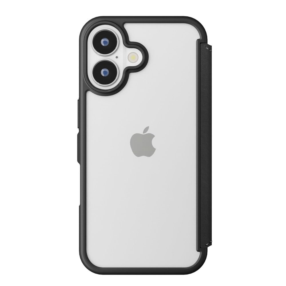 iPhone16 用 ガラスフリップケース ブラック PG-24AGF01BK