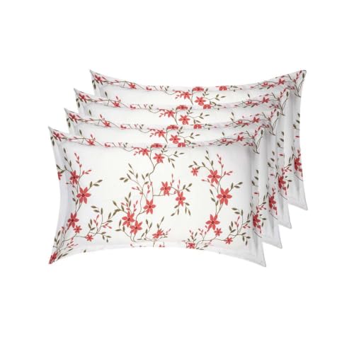 Image of Wakefit 100% Cotton Pillow Cover Set of 4 | 200 TC Soft & Breathable Pillow Cases | Standard Size 18 x 27 Inch | Skin Friendly, Durable & Gentle Machine Washable | Sakura White
