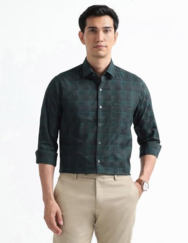 Image of Arrow Checked Slim Fit Mens Formal Shirt - Cotton, Breathable & Comfortable, Full Sleeves Shirts for Men