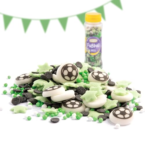 Günthart EM 2024 Fußball Mix Streusel 115g im 2er Set, Fussball Streusel zum Backen von Cupcakes & Muffins, Backdekorationen ideal für EM-Partys, Geburtstage, Taufen oder Einschulungen