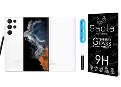 Image of Saola Curved UV Tempered Glass For Samsung Galaxy S22 Ultra 5G. Comes With UV Light & Glue For Finest Pasting. Edge To Edge Protection With Case Friendly Fit. (Pack Of 1)