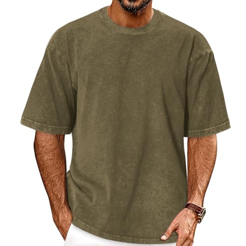 Image of Oversized Tshirts for Men Short Sleeve Vintage Washed Basic Loose Tees 2026