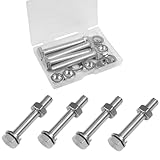 M10 Hex Bolts and Nuts Set, M10x60mm Fully Thread Bolt, M10-1.25mm Hexagon Nut with Flat Washers, Spring Washers 304 Stainless Steel Fastener Set for Caster Wheels Assembly 4 Sets