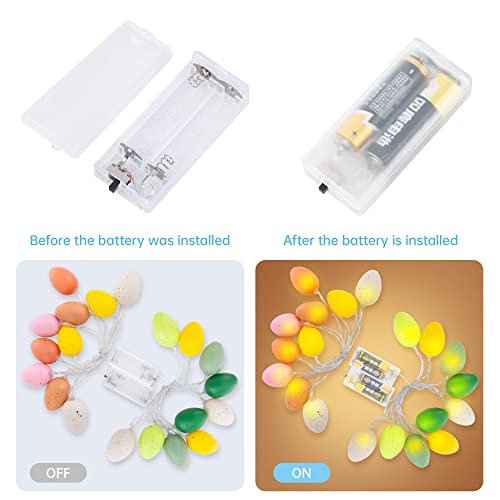 Njn 2Pack 7.5Ft 10Led Easter Eggs String Lights Battery Operated Fairy String Lights For Easter Decor Party Home Indoor Outdoor Garden Decorations (Color A) #TOP3