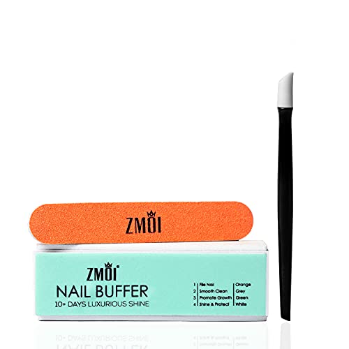 ZMOI Pro Nail Buffer Set â€“Luxurious Shine Korean 4-Way Nail Buffing Block, Cuticle Pusher, and Mini Nail File Kit â€“ for Natural Shine Nails â€“ Manicure/Pedicure Tools for Home and Salon