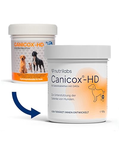 NutriLabs Canicox-HD Gelenktabletten für Hunde 50 Stk. - mit MSM, Chondroitin, Hyaluronsäure, Glucosamin & Teufelskralle - Gesundheitsprodukte für Hunde - Nahrungsergänzungsmittel Hund