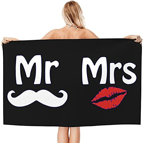 Grande Serviette De Voyage, Serviettes de plage en microfibre, plage super absorbante et serviettes de bainQuelle sèche-serviette de plage, serviette de plage surdimensionnée, couple de MR et Mrs, 32x Cover