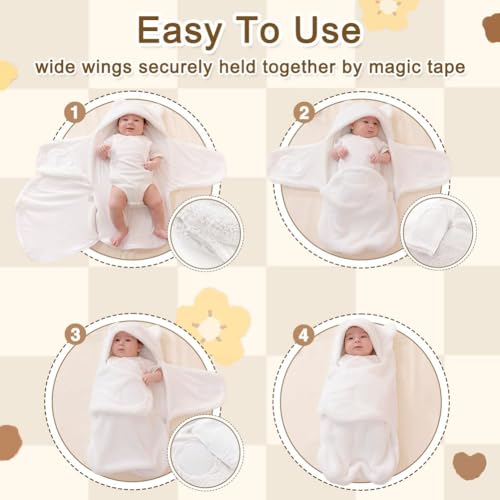 Image of AiWMGL Baby Winter Fleece Swaddle Blanket Boys Girls Warm Soft Plush Sleeping Sacks Adjustable 0-3 Months Newborn Swaddling Wrap