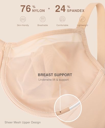 Image of Lover-Beauty Minimizer Bras for Women Full Coverage Unlined Underwire Bras Plus Size Lifting Bra for Heavy Breast
