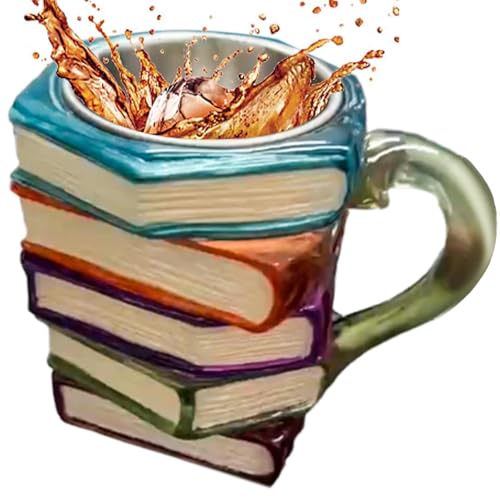 Genérico Stack Book Cup, Novelty Coffee Mug, Resin Painted Drinkware with Creative Book Shape Design, Heat Resistant Ceramic Cup with Decorative Finish System, Tea Milk Mug for Reading and Fans Use