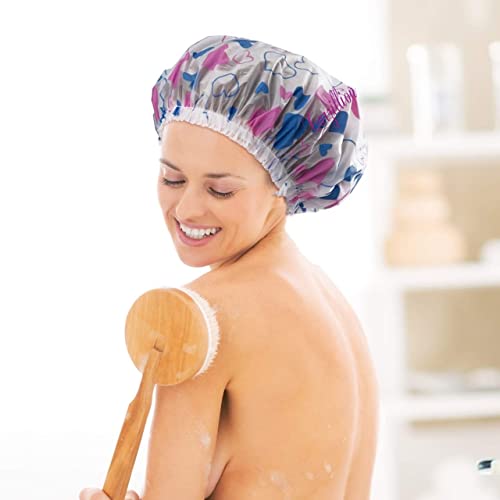 Image of Waterproof Shower Cap Dot Plastic Shower Caps Waterproof Reusable Large Elastic Bath Hair Cap Suitable For Women's Spa Hair Salon Family Hotel Travel (pic 12)