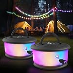 2pcs Camping String Lights,2 in 1 Upgraded 32.8FT Rechargeable Tent Lights String with 19 Lighting Modes,Quick Storage camping lights，Portable LED Lamp for Bedroom Yard Decor Christmas (Black)