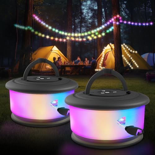 2pcs-Camping-String-Lights2-in-1-Upgraded-328FT-Rechargeable-Tent-Lights-String-with-19-Lighting-ModesQuick-Storage-camping-lightsPortable-LED-Lamp-for-Bedroom-Yard-Decor-Christmas-Black 2pcs Camping String Lights,2 in 1 Upgraded 32.8FT Rechargeable Tent Lights String with 19 Lighting Modes,Quick Storage camping lights,Portable LED Lamp for Bedroom Yard Decor Christmas (Black) - Image 1
