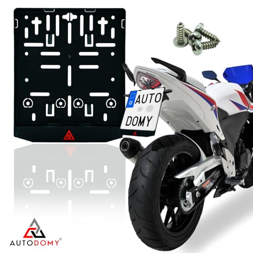 Autodomy Kennzeichenhalter Motorrad 180x200 | Motorrad Kennzeichenhalter Gültig für Alle Motorräder Inklusive 4 Schrauben | Nummernschildhalterung Motorraeder ist UV Beständig & Waschanlagenfest