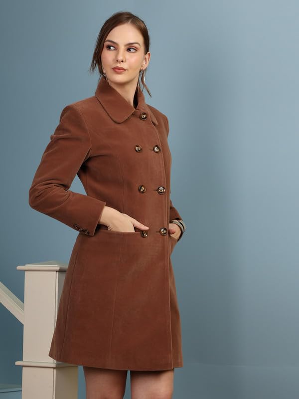 Image of PLAGG Women's Notched Lapel Long Overcoat