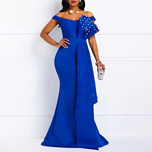 Image of Floor-Length Pearl Sleevelevess A-Line Women's Maxi Dress Long Dress