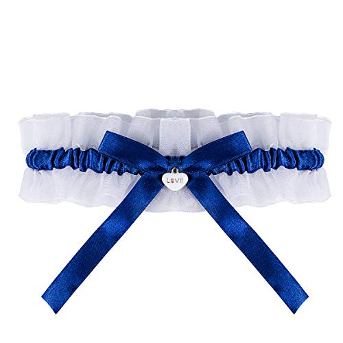 Dadabig 1 Pieza Liga de Boda Azul Ligueros Liga de Encaje Boda Azules Liga de Encaje Boda Liguero de Encaje para Boda Liga con Lazo para Mujeres