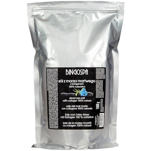 BINGOSPA sal de baño del Mar Muerto con colágeno para infecciones de la piel, psoriasis, acné, estrés, sudoración, dolor muscular 1 kg