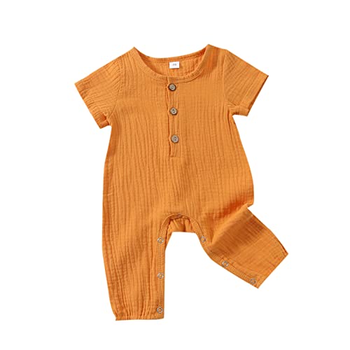Image of Kaipiclos Infant Newborn Baby Clothes Boy Girl Cartoon Animal Print Button Romper One Piece Jumpsuit Overalls Summer Playsuit 0-3 Months