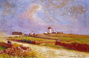 Peinture à l'huile Moulin près de Batz par Ferdinand Puigaudeau - Toile décorative 8x10 pouces