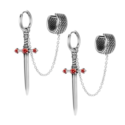 AccGin Gothic Dragon Sword Skull Scorpion Octopus Snake Alien Facehugger Stud Earrings Ear Cuff Retro Punk Rock Earrings for Men Women Stainless Steel Dangle Drop Earrings Jewelry Gifts