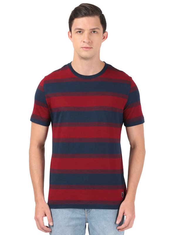 Jockey UM42 Men's Super Combed Cotton Rich Striped Round Neck T-Shirt