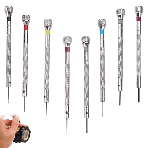 8 Pièces Kit Tournevis de Précision 0,6-1,6 mm, Tournevis Montre pour Réparation,Kit de Petit Tournevis Précision pour Réparation d'Horlogerie et Bijoux Tournevis de Haute Précision avec Poignées