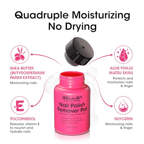Image of GELLEN Nail Polish Remover Jar, Fragrance Acetone Free, 5-9s Quick Removal