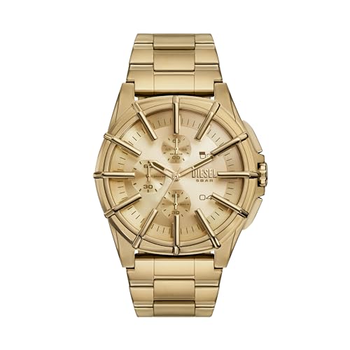 Image of Diesel Stainless Steel Analog Gold Dial Men Watch-Dz4659, Gold Band