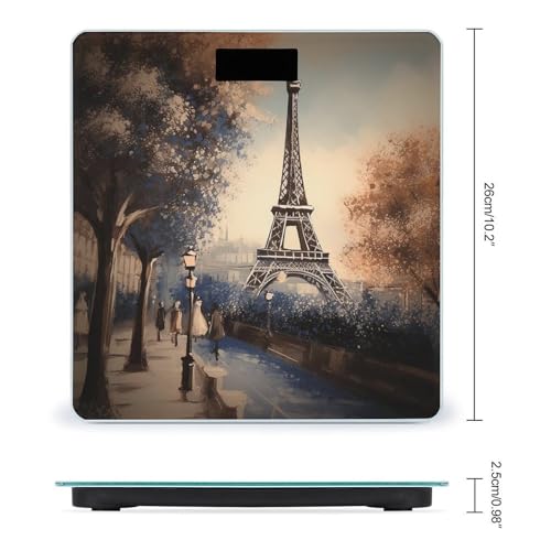 Balanza digital de baño con diseño Torre Eiffel, capacidad 400lb miniatura 2