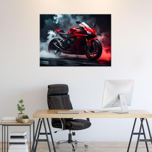 Impression toile moto rouge art moderne BOSKMS 50x70