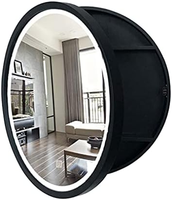 Bathroom Mirror Cabinet, Solid Wood Illuminated Storage Cabinet, Wall-Mounted Vanity, Wall-Mounted Vanity (Color : Black, Size : 6060cm) (Noir 60 * 60CM