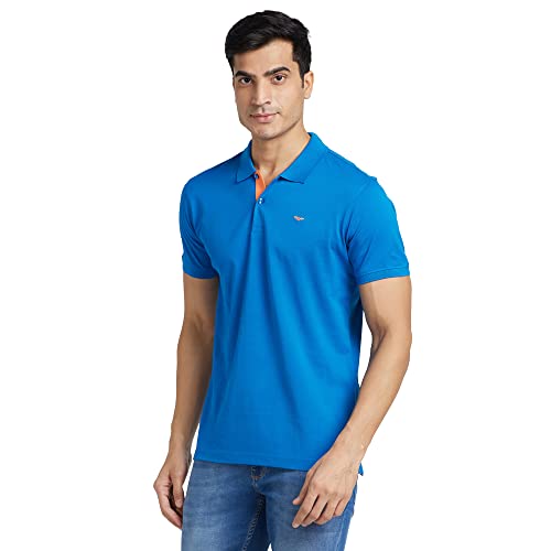 Image of Park Avenue Slim Fit Pure Cotton Print Pattern Polo Neck Casual T-Shirt