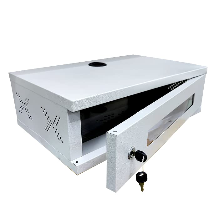 Zuumstar CCTV/DVR Cabinet Box/Network Folding Rack/NVR - Server Folding Rack/CCTV Camera Box with Lock/dvr Box for CCTV - (30D x 50W x 15H) - 2U - Transparent Glass Door Cabinet - (Metal)