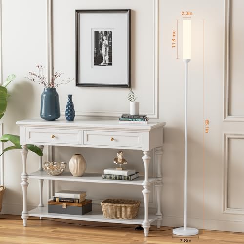 Image of Ambimall LED Floor Lamp with Remote Control, Foot Switch, White